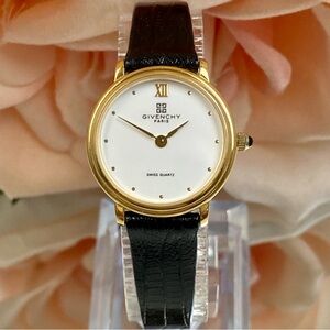 Vintage Givenchy Paris Swiss Quartz Dress Watch Genuine Lizard Strap